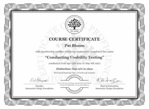 Course certificate of Conducting Usability Testing.